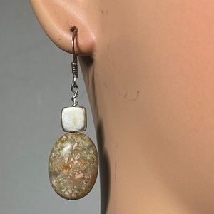 Sterling Silver Drop Earrings With A Polished Stone